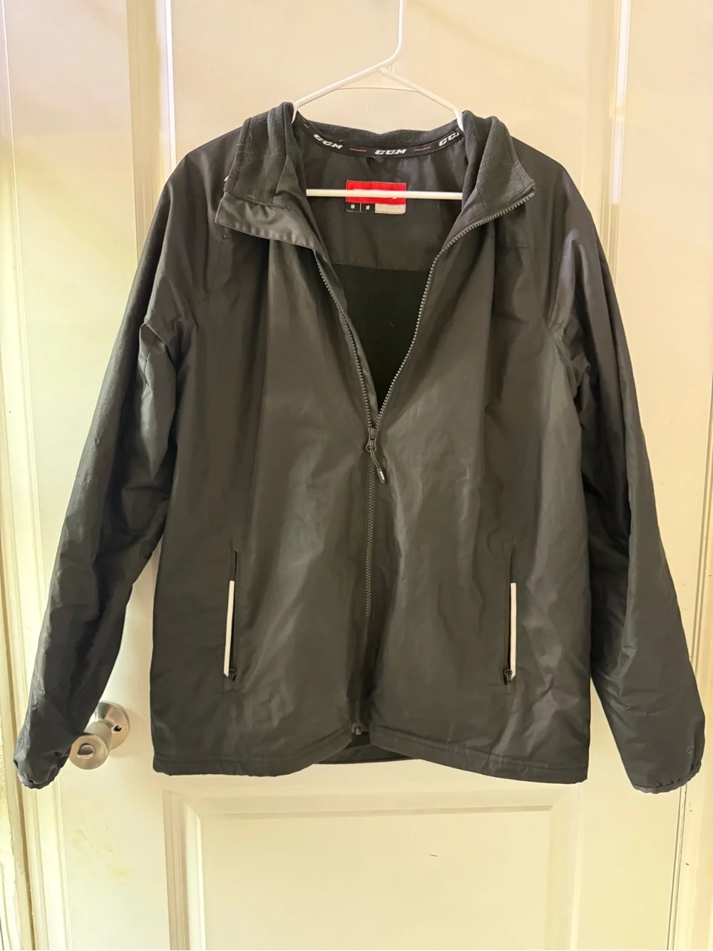 CCM Men's Black Windbreaker Jacket with Zip Pockets